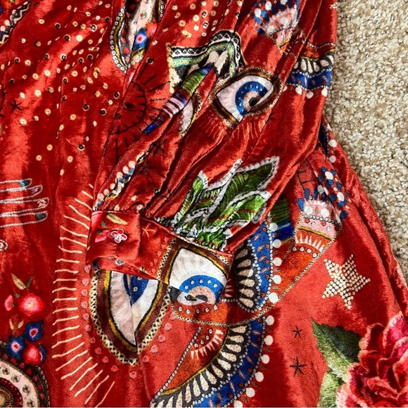 FARM Rio Mystic Red Velvet Midi Dress Size XS - Picture 11 of 14